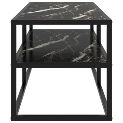 Meuble TV noir avec verre marbre noir 100x40x40 cm 620171620171