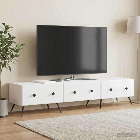 Meuble TV Blanc brillant 147 x 34,5 x 30 cm Bois d'ingénierie 620191620191