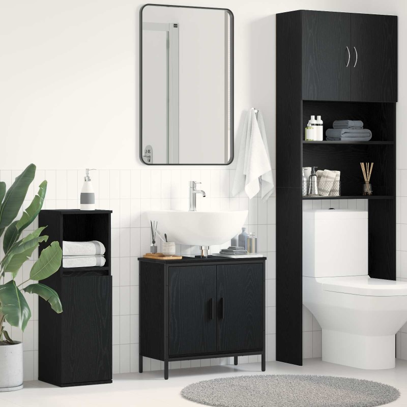 Meuble de Lavabo de Salle de Bain Chêne noir 60 x 30 x 60 cm 620205620205