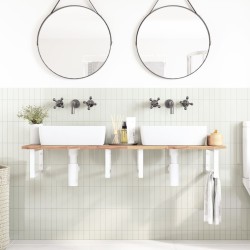 Étagère de vasque murale acier et bois massif d'acacia 620209620209