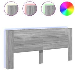 Armoire tête de lit avec LED sonoma gris 220x16,5x103,5 cm 620219620219