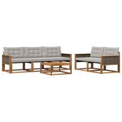 Ensemble de canapés d'extérieur 6 pcs Naturel et gris clair 620222620222