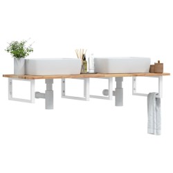 Étagère de vasque murale acier et bois massif d'acacia 620225620225