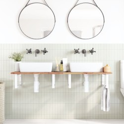 Étagère de vasque murale acier et bois massif d'acacia 620227620227