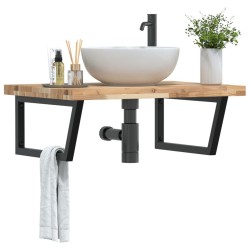 Étagère de vasque murale acier et bois massif d'acacia 620228620228