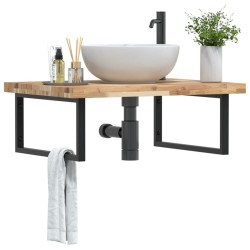 Étagère de vasque murale acier et bois massif d'acacia 620244620244