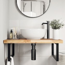 Étagère de vasque murale acier et bois massif d'acacia 620244620244