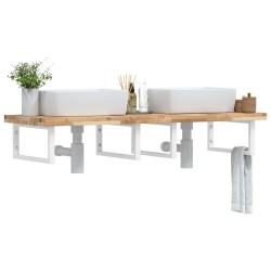 Étagère de vasque murale acier et bois massif d'acacia 620245620245