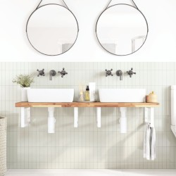 Étagère de vasque murale acier et bois massif d'acacia 620245620245