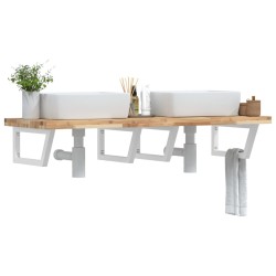 Étagère de vasque murale acier et bois massif d'acacia 620248620248