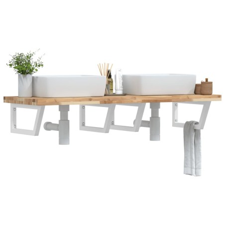 Étagère de vasque murale acier et bois massif d'acacia 620248620248