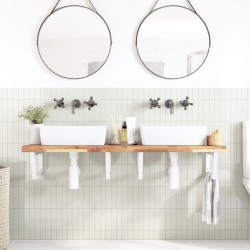 Étagère de vasque murale acier et bois massif d'acacia 620248620248