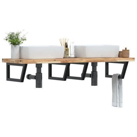 Étagère de vasque murale acier et bois massif d'acacia 620249620249