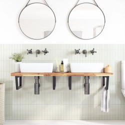 Étagère de vasque murale acier et bois massif d'acacia 620249620249