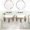 Étagère de vasque murale acier et bois massif d'acacia 620249620249