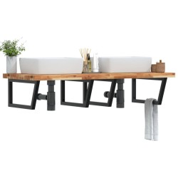 Étagère de vasque murale acier et bois massif d'acacia 620250620250