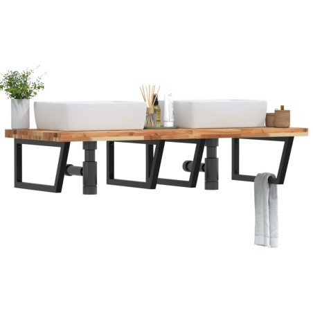 Étagère de vasque murale acier et bois massif d'acacia 620250620250