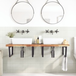 Étagère de vasque murale acier et bois massif d'acacia 620250620250