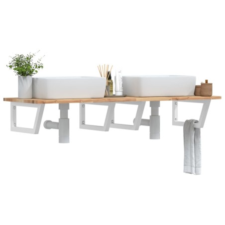 Étagère de vasque murale acier et bois massif d'acacia 620251620251