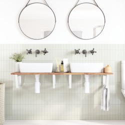 Étagère de vasque murale acier et bois massif d'acacia 620251620251