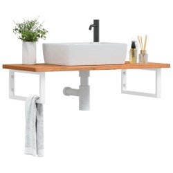 Étagère de vasque murale acier et bois massif de hêtre 620257620257
