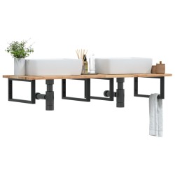 Étagère de vasque murale acier et bois massif d'acacia 620259620259