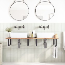 Étagère de vasque murale acier et bois massif d'acacia 620259620259