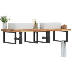Étagère de vasque murale acier et bois massif d'acacia 620260620260