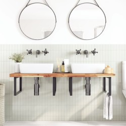 Étagère de vasque murale acier et bois massif d'acacia 620260620260