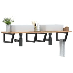 Étagère de vasque murale acier et bois massif d'acacia 620261620261