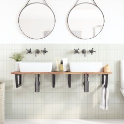 Étagère de vasque murale acier et bois massif d'acacia 620261620261