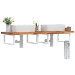 Étagère de vasque murale acier et bois massif d'acacia 620263620263