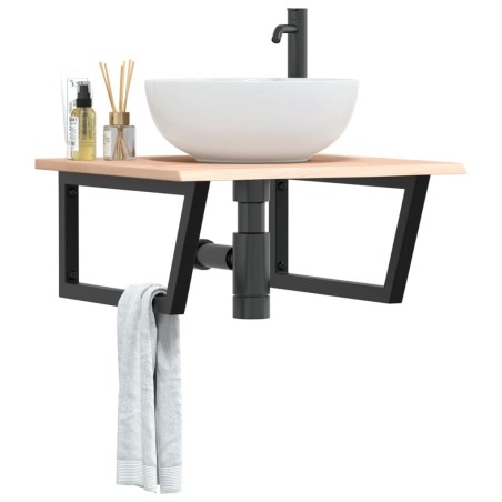 Étagère de vasque murale acier et bois de chêne massif 620265620265