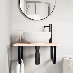 Étagère de vasque murale acier et bois de chêne massif 620265620265