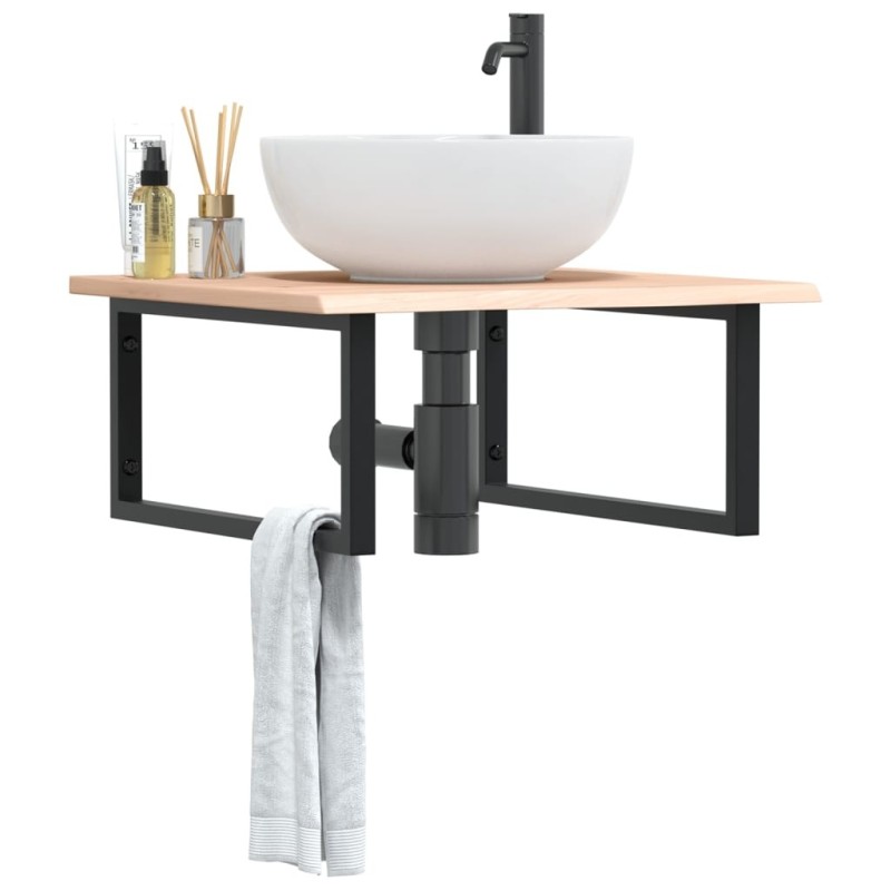 Étagère de vasque murale acier et bois de chêne massif 620273620273