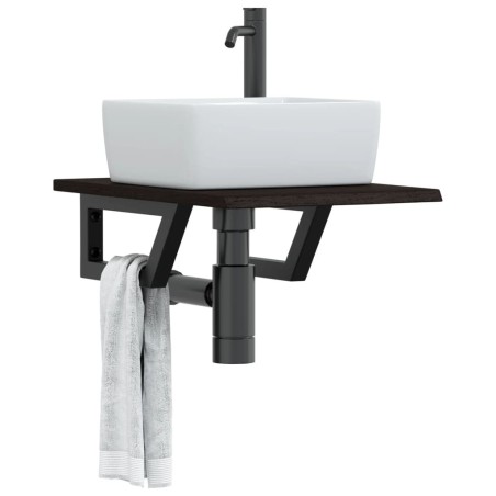 Étagère de vasque murale acier et bois de chêne massif 620274620274
