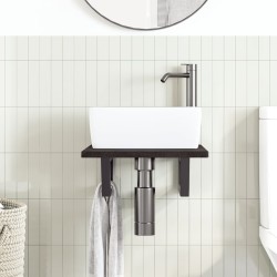 Étagère de vasque murale acier et bois de chêne massif 620274620274