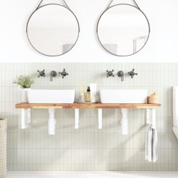Étagère de vasque murale acier et bois massif d'acacia 620275620275