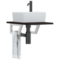 Étagère de vasque murale acier et bois de chêne massif 620284620284