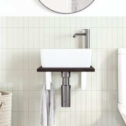 Étagère de vasque murale acier et bois de chêne massif 620284620284