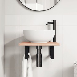 Étagère de vasque murale acier et bois de chêne massif 620285620285