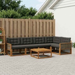 Ensemble de canapés d'extérieur 7 pcs Naturel et noir 620290620290