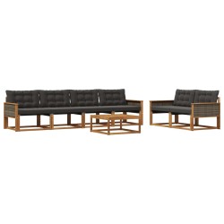 Ensemble de canapés d'extérieur 7 pcs Naturel et noir 620290620290