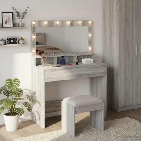 Table de Toilette avec étagère Gris Sonoma 100 x 41 x 135 cm 620293620293