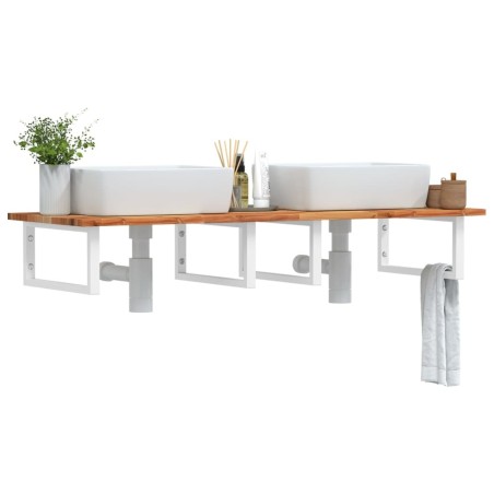 Étagère de vasque murale acier et bois massif d'acacia 620295620295