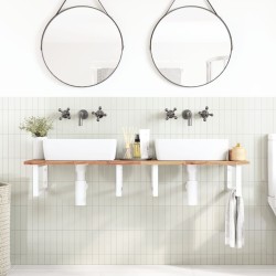 Étagère de vasque murale acier et bois massif d'acacia 620295620295