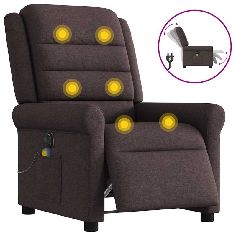 Fauteuil de massage inclinable électrique Marron foncé Tissu 620298620298