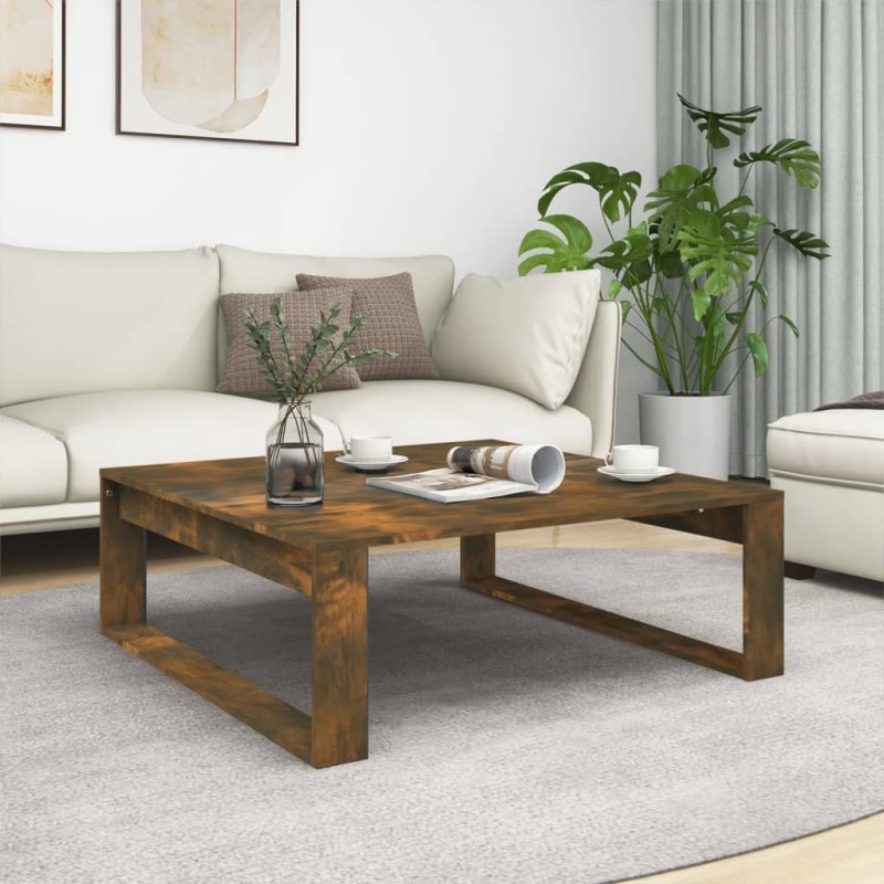 Table basse Chêne fumé 100x100x35 cm Bois d'ingénierie 620303620303