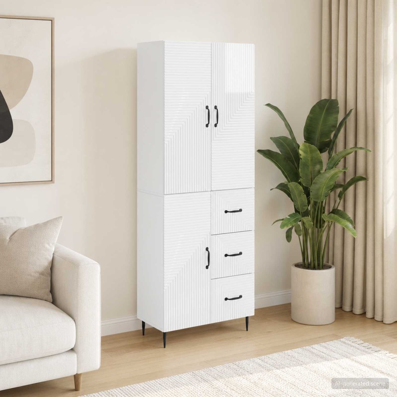 Ensemble de Meubles 2 pcs Blanc brillant 66 x 34,5 x 89,5 cm 620312620312