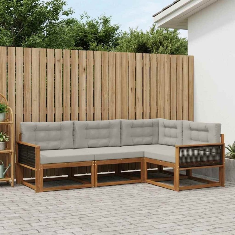 Ensemble de canapés d'extérieur 4 pcs Naturel et Gris clair 620341620341
